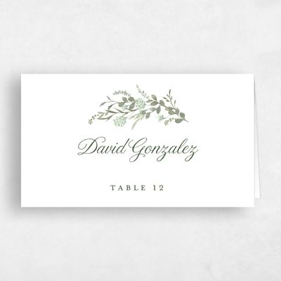 Dark Olive, Green Wedding Place Card - Nektar