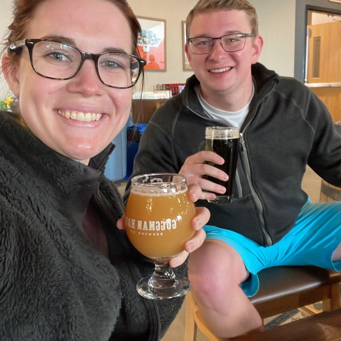 Celebrating a hard long run at Brian's favorite brewery in Indy, Guggman Haus.