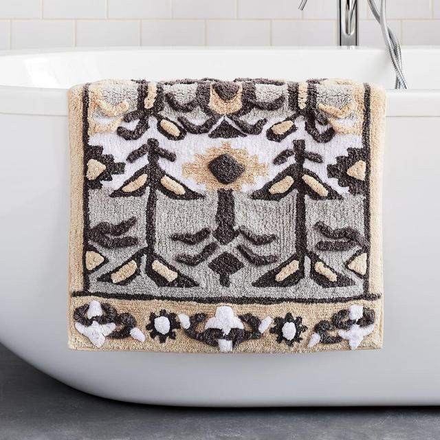 Organic Thiha Bath Mat, 20"x34", Gray Sky