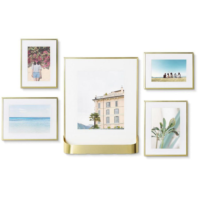 Brass Gallery Frames In A Box, Set of 5