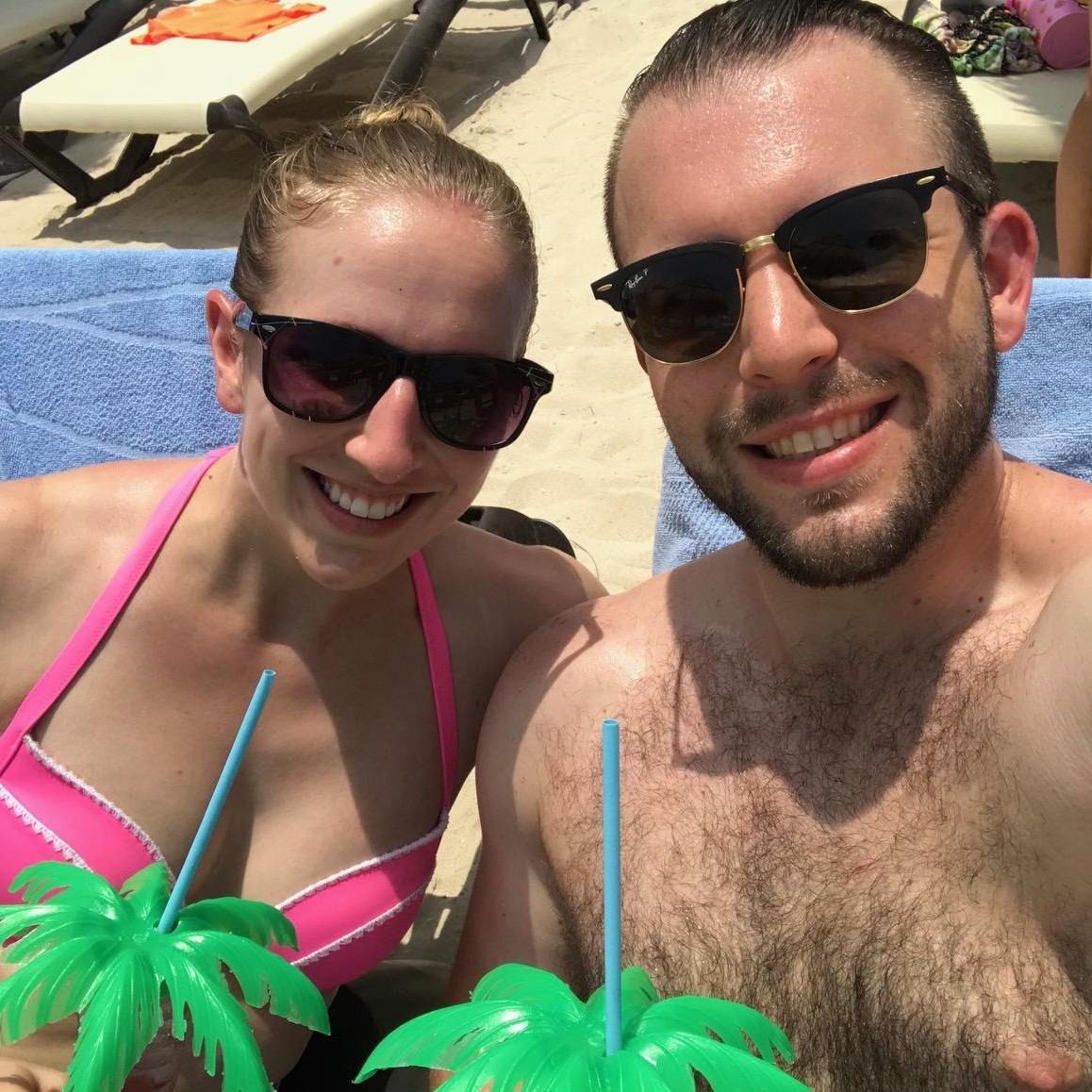Drinks on the beach in Costa Maya, Mexico