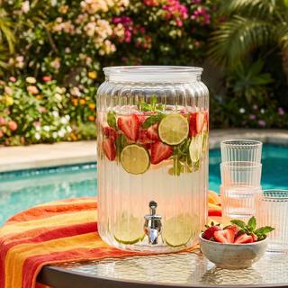 Acrylic Round Fluted Beverage Dispenser