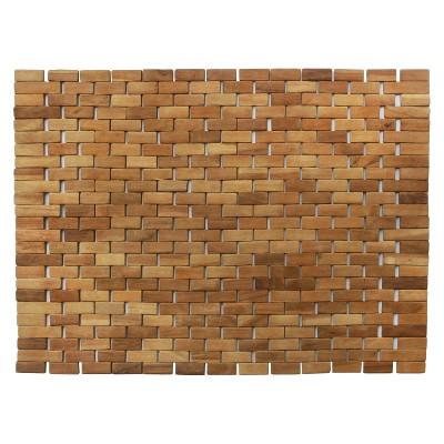 Woven Teak Bath and Shower Mat (Indoor or Outdoor)- Brown - (27.5" x 19.5" x .28")- Hip-o Modern Living