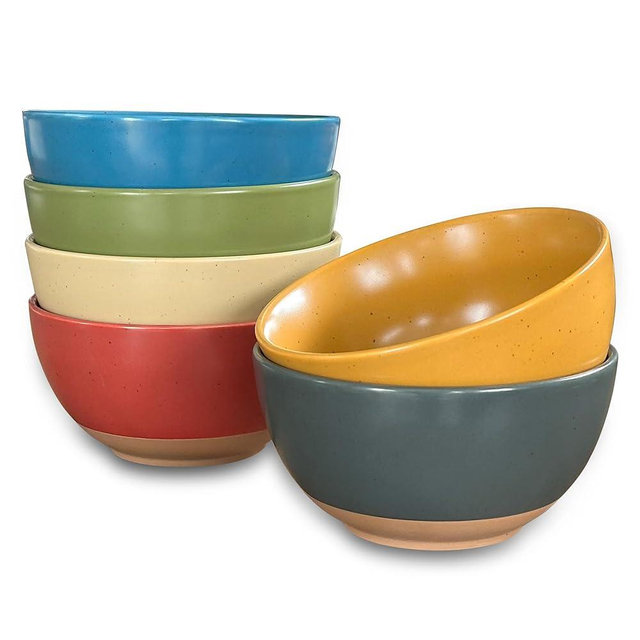 Mora Ceramic Artisan Matte Small Dessert Bowls - 16oz, Set of 6 - Microwave, Oven and Dishwasher Safe, For Rice, Ice Cream, Soup, Snacks, Cereal, Chili, Side Dishes etc - Microwavable Kitchen Bowl
