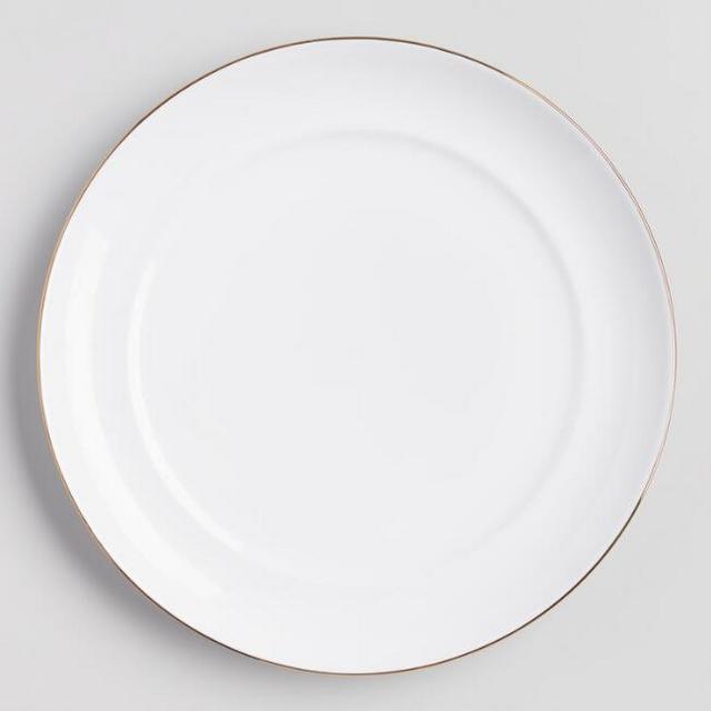 Gold Rim Porcelain Dinner Plates Set of 4