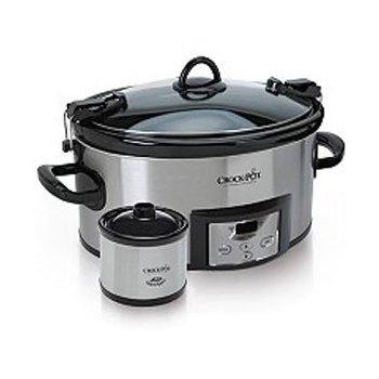 Crock Pot Quart Cook & Carry Slow Cooker with 16-Ounce Little Dipper Warmer - Stainless Steel, SCCPVL619-S 6-