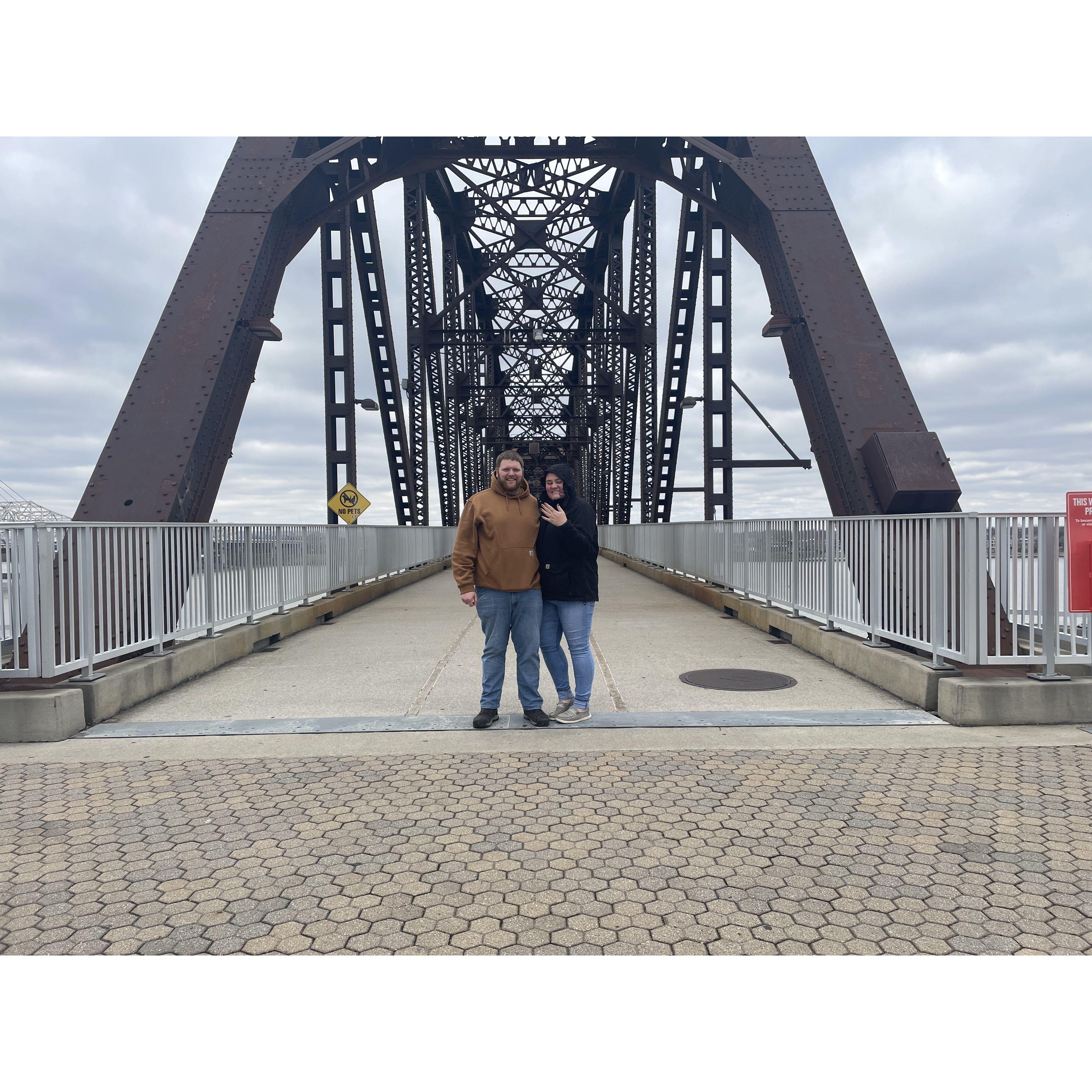 We got engaged on our trip to Tennessee. Here we are on our way home at the Ohio river - November 13, 2022