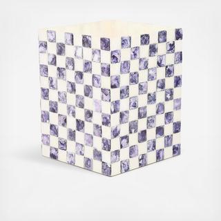 Violet Check Capiz Waste Bin
