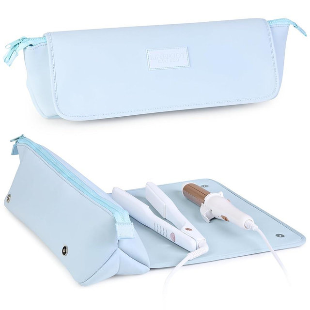 BAREFOOT CARIBOU Hair Tools Travel Bag and Heat Resistant Mat for Flat Irons, Straighteners, Curling Iron, and Haircare Accessories, 2-in-1 design, with Interior Pockets, Portable Organizer