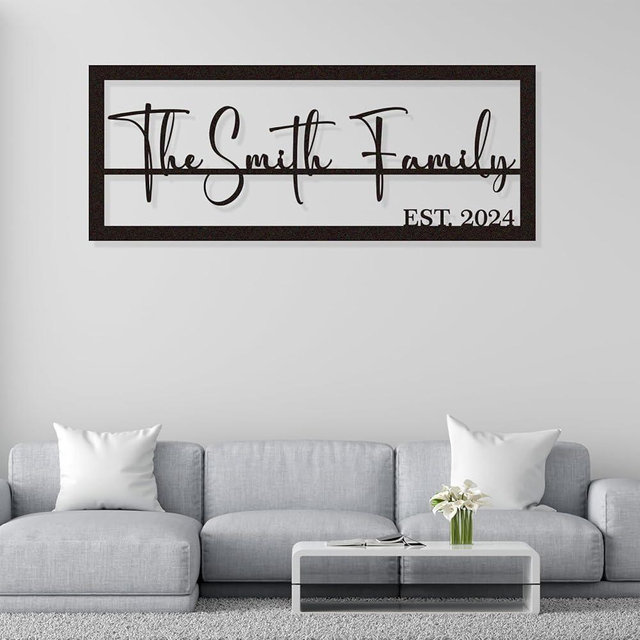 Personalized Family Name Sign | Custom Metal Last Name Sign | Personalized Last Name Date Sign | Family Name Sign Wall Decor | Anniversary Wedding Gifts