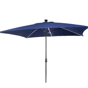 allen + roth 10.5-ft Aluminum Blue No-tilt Market Patio Umbrella with Lights