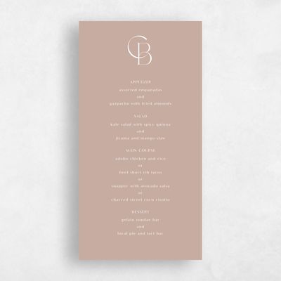 Latte, Brown Wedding Menu - Kenai
