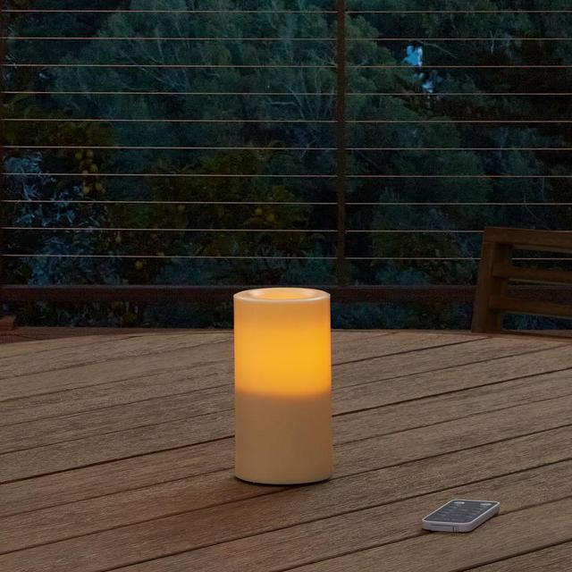 Outdoor Flicker Flameless Remote Pillar Candle, 3.25x6, Set of 2