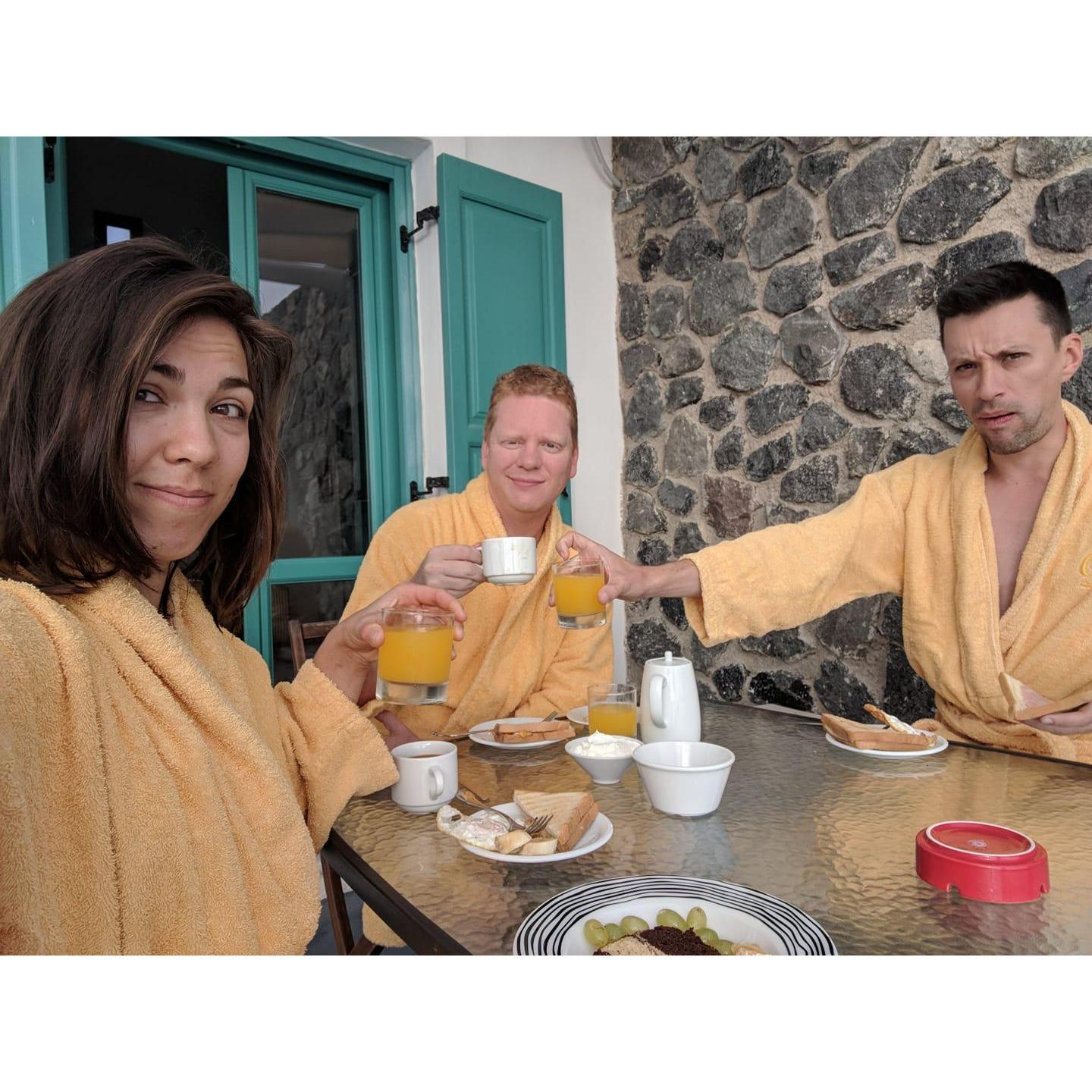 Breakfast in Santorini - matching not intentional!