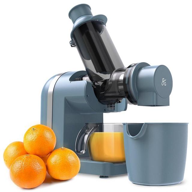 Greater Goods Cold Press Juicer, Powerful Slow Masticating Juice Extractor with Quiet Motor for Fruits and Vegetables, High Juice Yield, Easy to Clean, Stone Blue