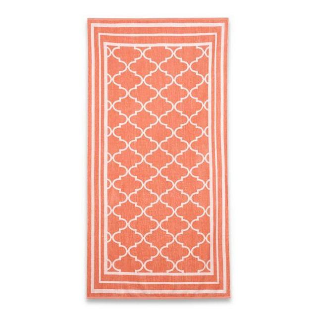 Fretwork Beach Towel in Coral