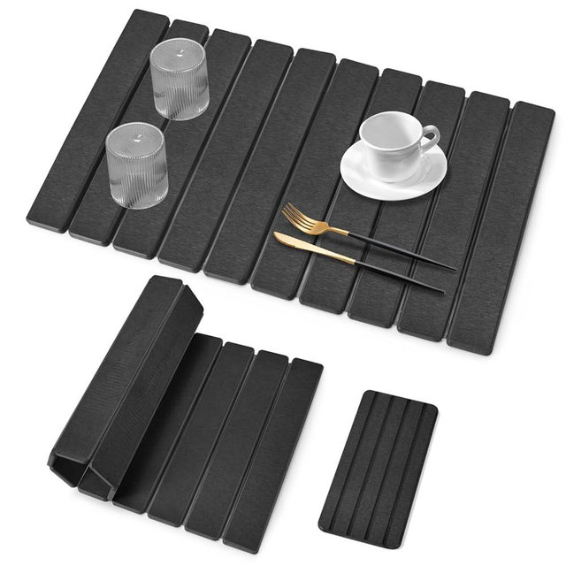 Large Stone Dish Drying Mat for Kitchen Counter, Quick Dry Dish Drying Mats, Foldable Absorbent Diatomaceous Earth Mats for Plate Rack Bottles Cups, Match Any Countertop (Dark Gray 24"×16" & 8"x4")