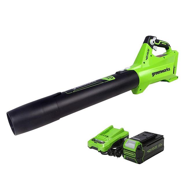 Greenworks 40V (120 MPH / 450 CFM) Cordless Axial Blower, 4Ah USB Battery (USB Hub) and Charger Included BL40B411
