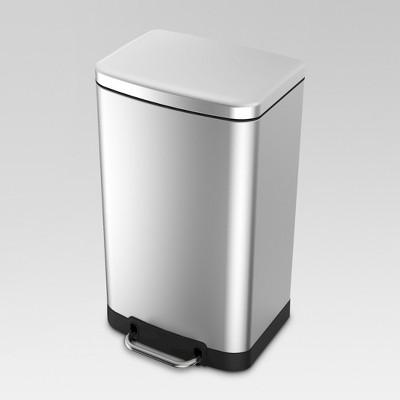 40 ltr Rectangle Step Trash Can - Stainless Steel - Threshold™