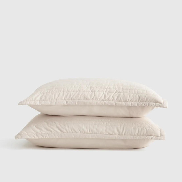 100% Organic Cotton Quilted Sham Set- Color: Sand, Size: King