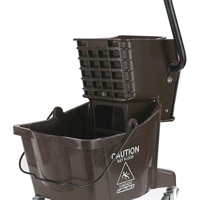 Carlisle 3690869 Commercial Mop Bucket With Side Press Wringer, 26 Quart Capacity, Brown