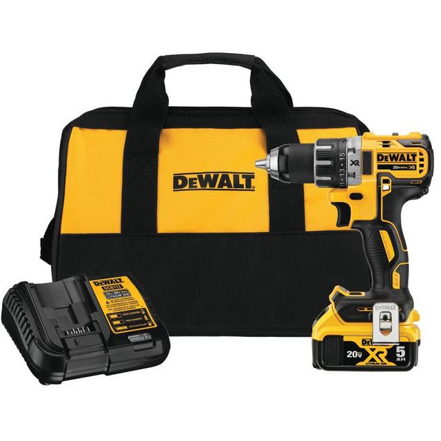 20-Volt MAX XR Cordless Brushless 1/2 in. Drill/Driver with (1) 20-Volt 5.0Ah Battery, Charger & Bag
