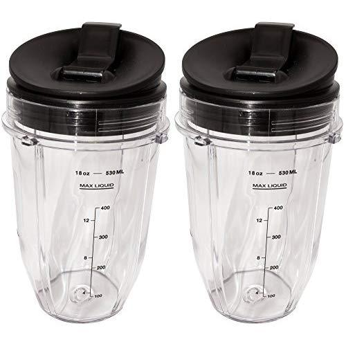 Blendin 2 Pack Small 18 Ounce Cup with Sip N Seal Flip Lids, Compatible with Nutri Ninja Auto-iQ 1000w Series and Duo Blenders