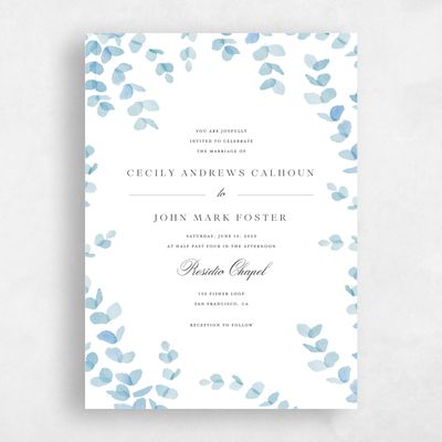 Blue Wedding Invitation - Opalite Portrait