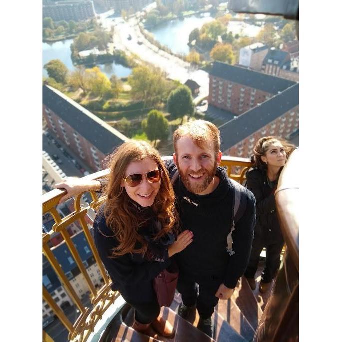 At the top of the Church of our Savior in Copenhagen