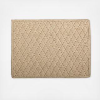 Rectangular Quilted Burlap Placemat, Set of 4