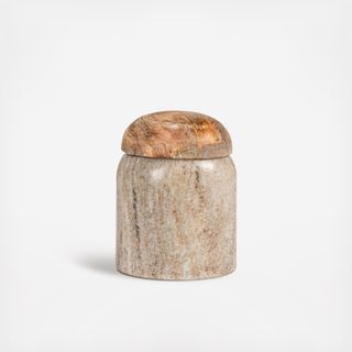 Unoique Marble Large Pinch Pot Canister with Wood Lid