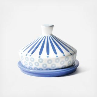 Iris Blue Burst Round Butter Dish