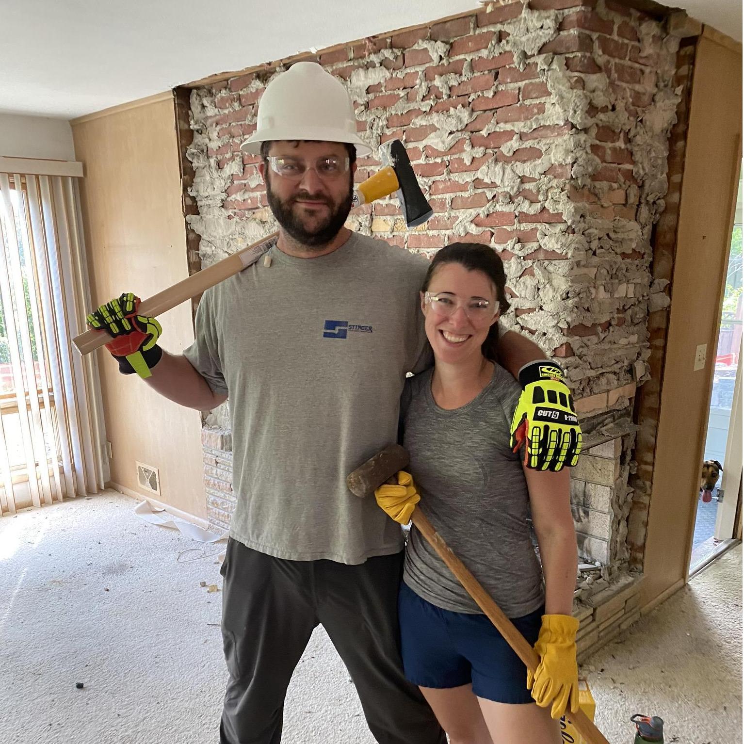 Demo day at the new house! Alton is looking on from the porch on the right