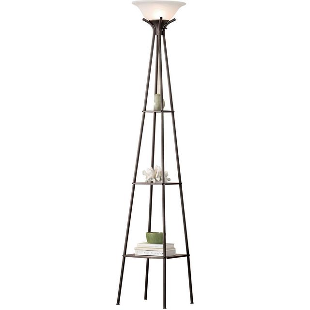 Mainstays 69" in Charcoal Color Metal Etagere Shelf Floor Lamp, LED Bulb Included