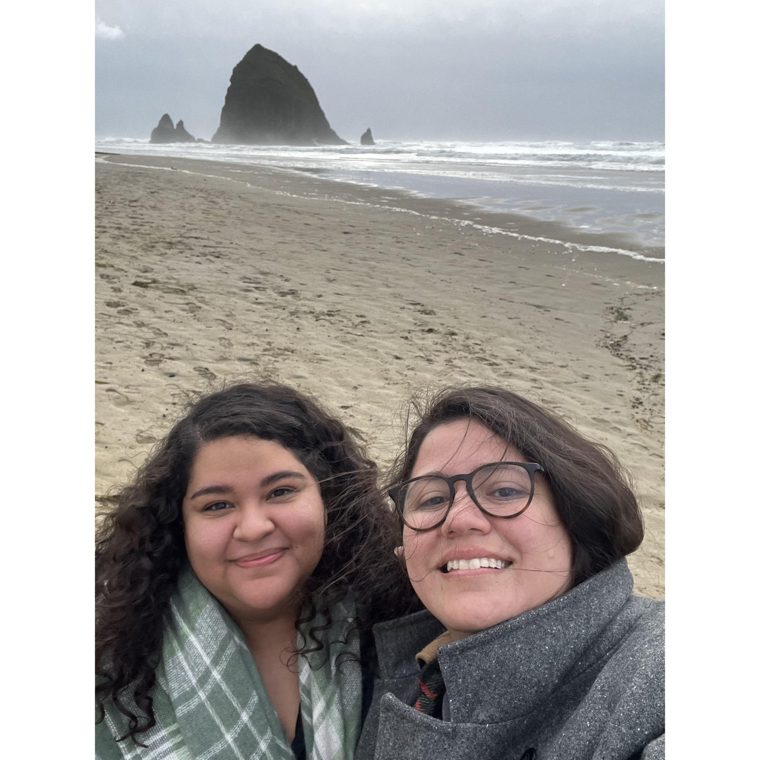 This was us at Canon Beach it was one of Kayla's moms favorite places, it's been our favorite trip together so far! π€