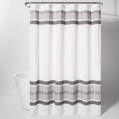 Engineered Plaid Shower Curtain White - Project 62™