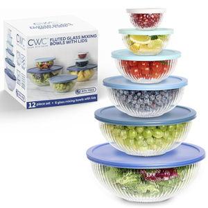 12 Pc Glass Mixing Bowl Set with Lids