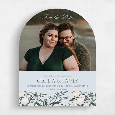 Blue Arch Wedding Save the Date - Oiseau Photo