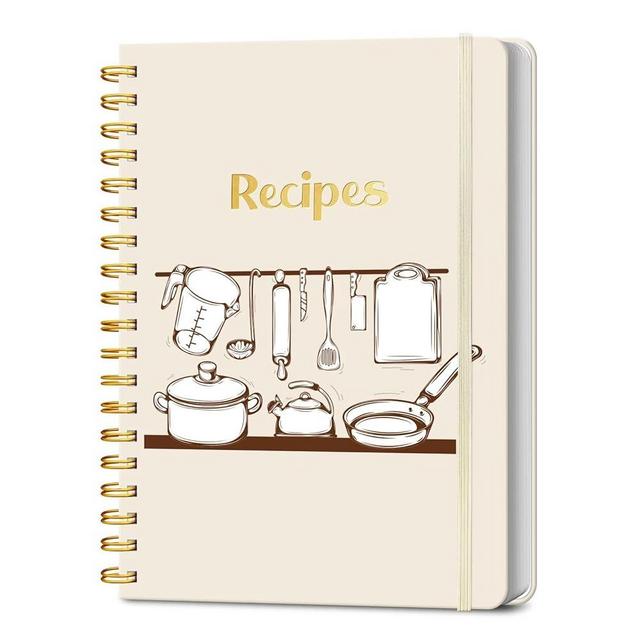 LuBudingJoy Blank Recipe Book to Write in Your Own Recipes. Sprial Hardcover Blank Cookbook, Recipe Journal Hold 150 Recipes(Pearl White)