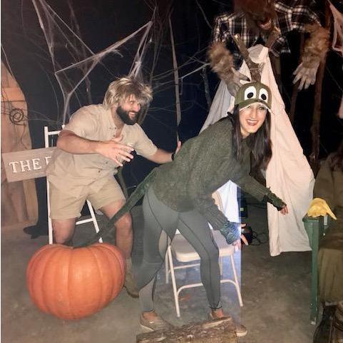 Our first halloween together as the Crocodile hunter and his Croc. Matt went around exclaiming "crikey mate" and trying to tackle me all night!