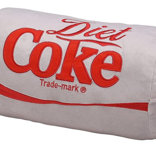 Coca Cola Diet Coke Can Classic Gray Embroidered Plush Throw Pillow, 13 in