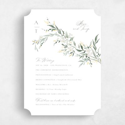White Ticket Wedding Program - Darcy Foil