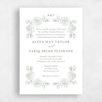 White Wedding Invitation - Mauve Portrait