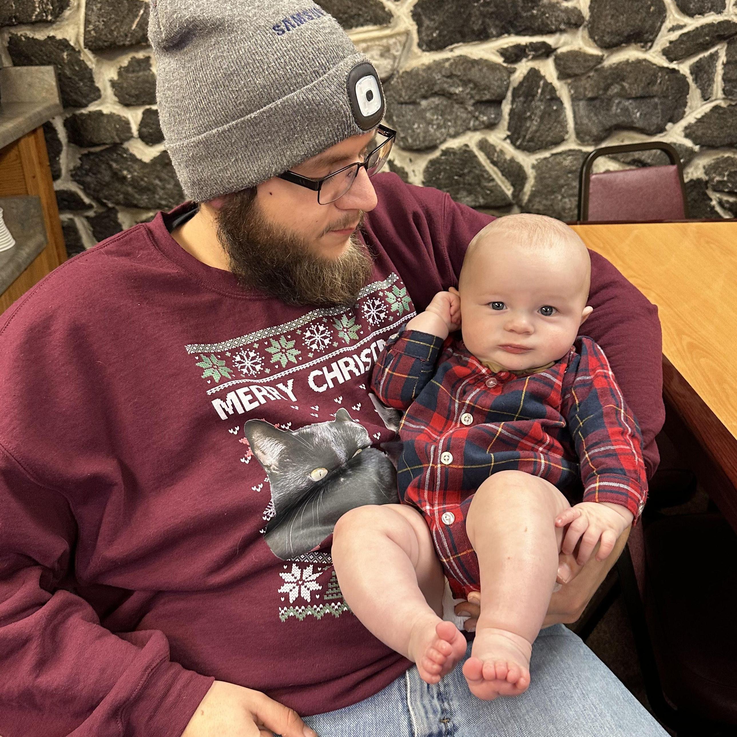 Ethan and Oden at Christmas party