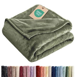 Ultra Soft Fleece Blanket King Size - Flannel Fleece Luxury King Blanket - Lightweight for Couch Bed Chair - Thick, Warm and Breathable - All Season Cozy Fuzzy, Anti-Static Microplush Bedding, Olive