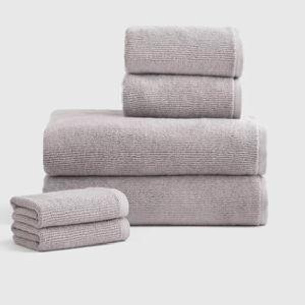 Grey - Turkish Ribbed Quick Dry Bath Towel Bundle