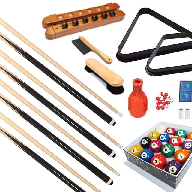 Pool Table - Premium Billiard 32 Pieces Accessory Kit - Pool Cue Sticks Bridge Ball Sets