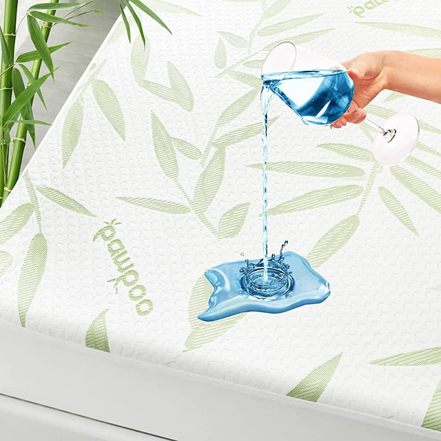 Queen Bamboo Waterproof Mattress Pad Cover, Soft Breathable Cooling Mattress Pad Cover, Waterproof Mattress Protector Stretches up to 21” Deep Pocket Tightly Fitted Mattress Protection