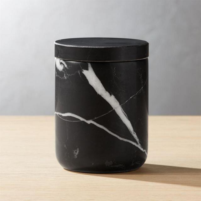 CB2 Nexus Small Black Marble Canister