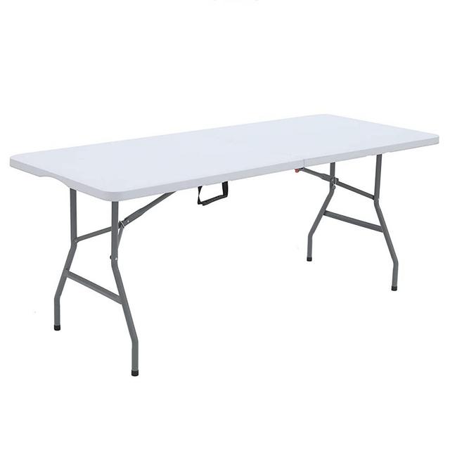 Lakhow 180CZ Folding Table 6-Foot Plastic Trestle Indoor & Outdoor for Picnic, BBQ, Party, White Granite (White)